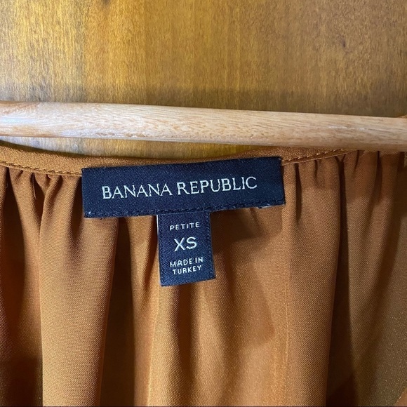 Banana Republic Satin Tiered Tie V-Neck Swing Mini Dress BOHO Peasant Size XS - Picture 4 of 8